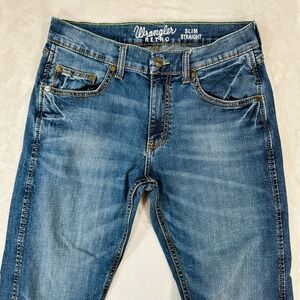 Wrangler Retro Slim Straight Mens Blue Wash Denim Jeans Size 30x32